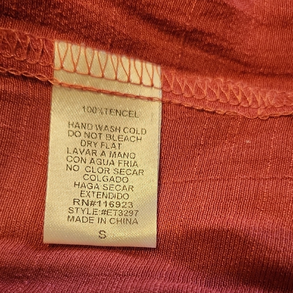 Easel Rust Cardigan with Ruffled Edges, Small - Picture 9 of 9